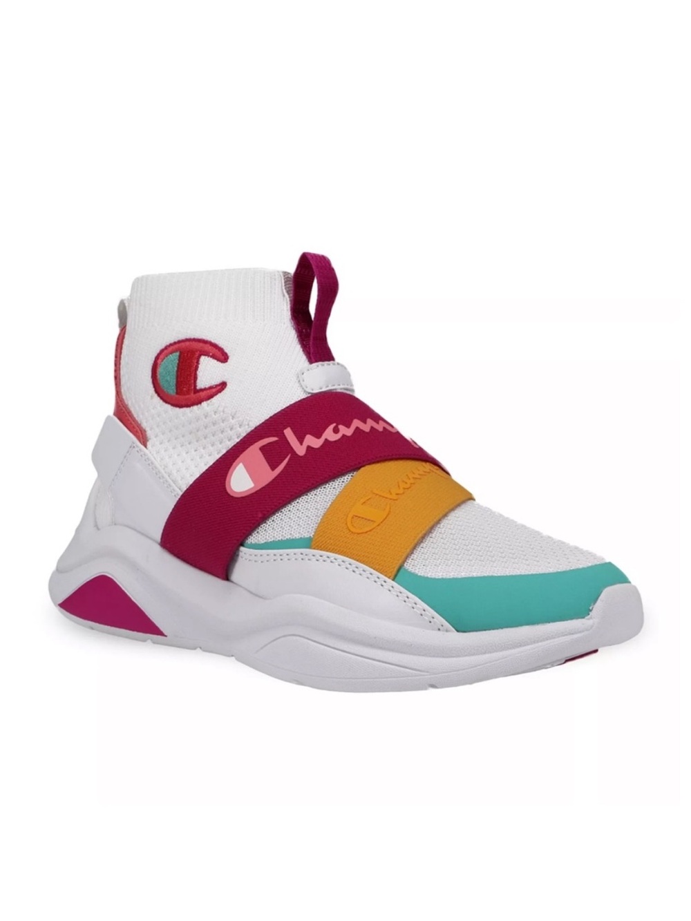 Champion High-Top Slip-On Sneaker White Teal Magenta Mustard Lady Legend sz 10W
